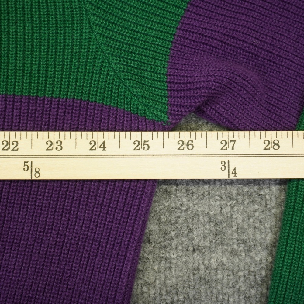 Vintage 90s Lands End Sweater Mens L Green Colorblock Ribbed Cotton Henley USA - Picture 4 of 7
